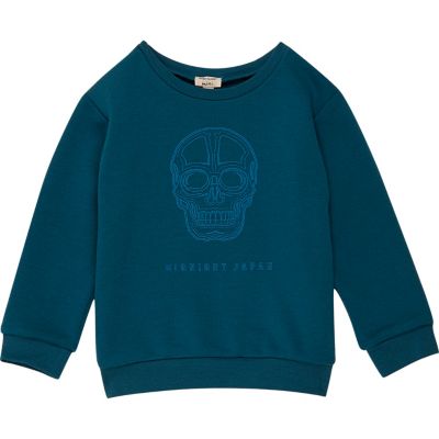 Mini boys blue skull print sweatshirt